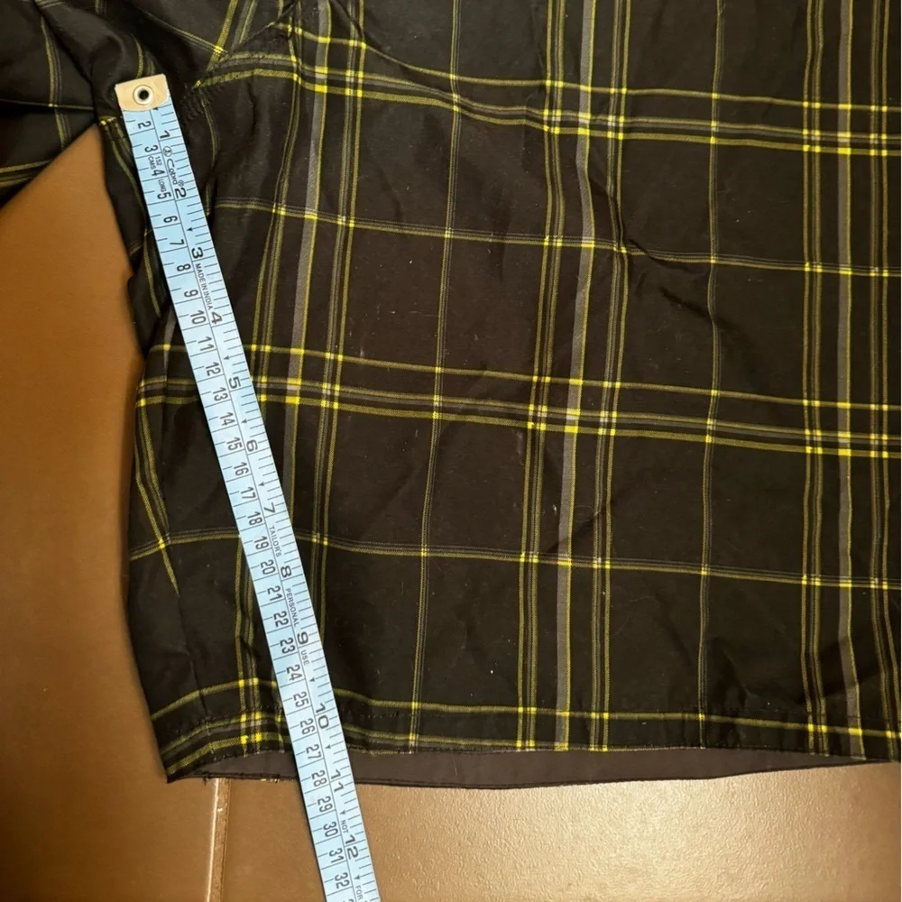 MOSSIMO SUPPLY CO plaid men’s bathing suit board shorts swimsuit size 38 green